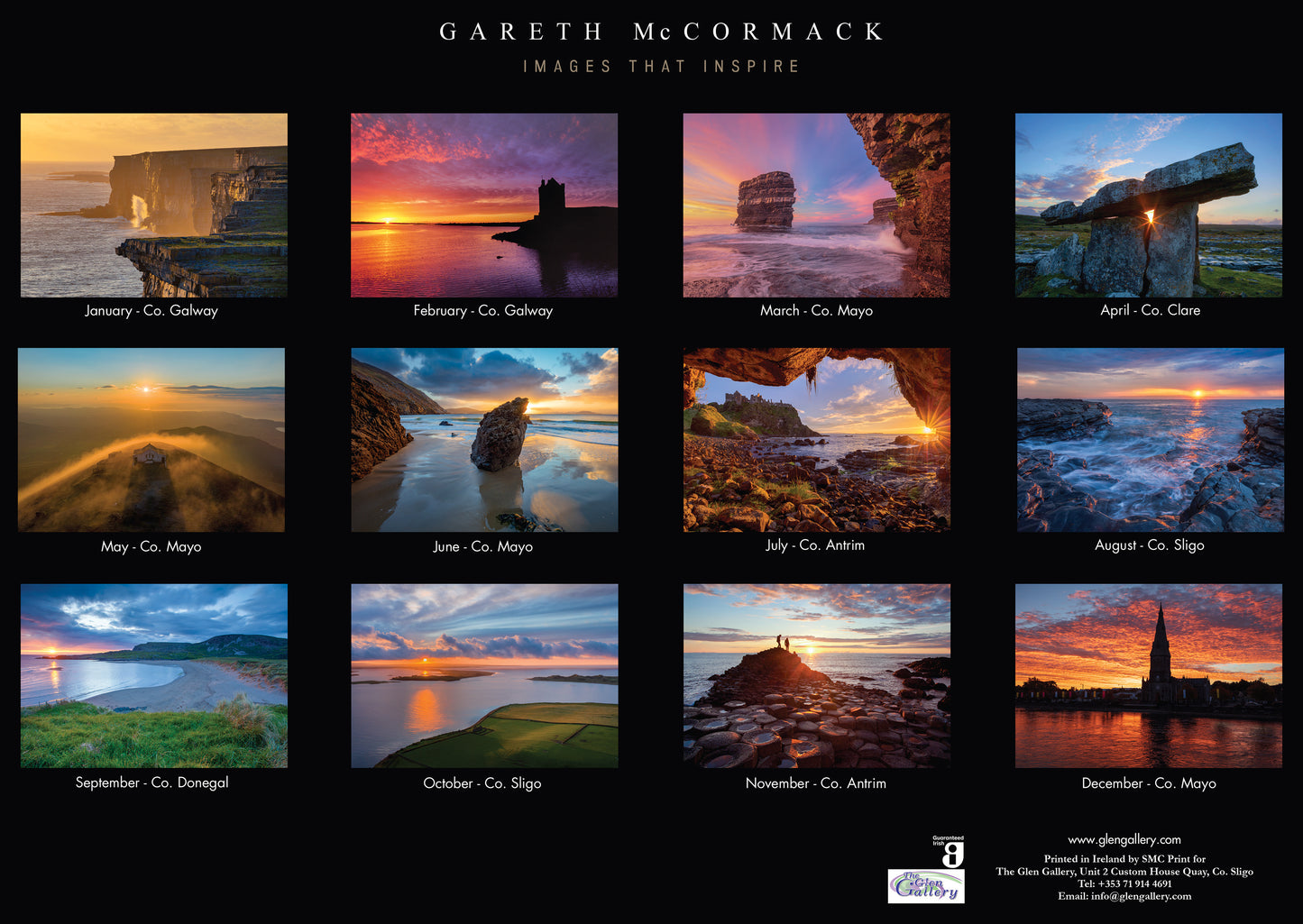 Sunsets in Ireland 2026 Calendar