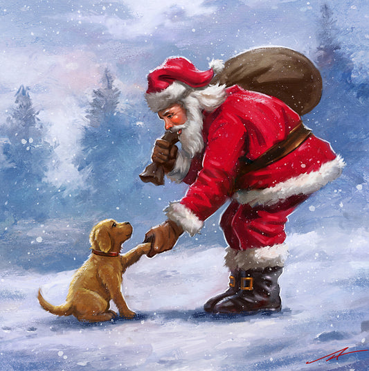 Santa with Puppy, St Vincent De Paul Charity Christmas Cards