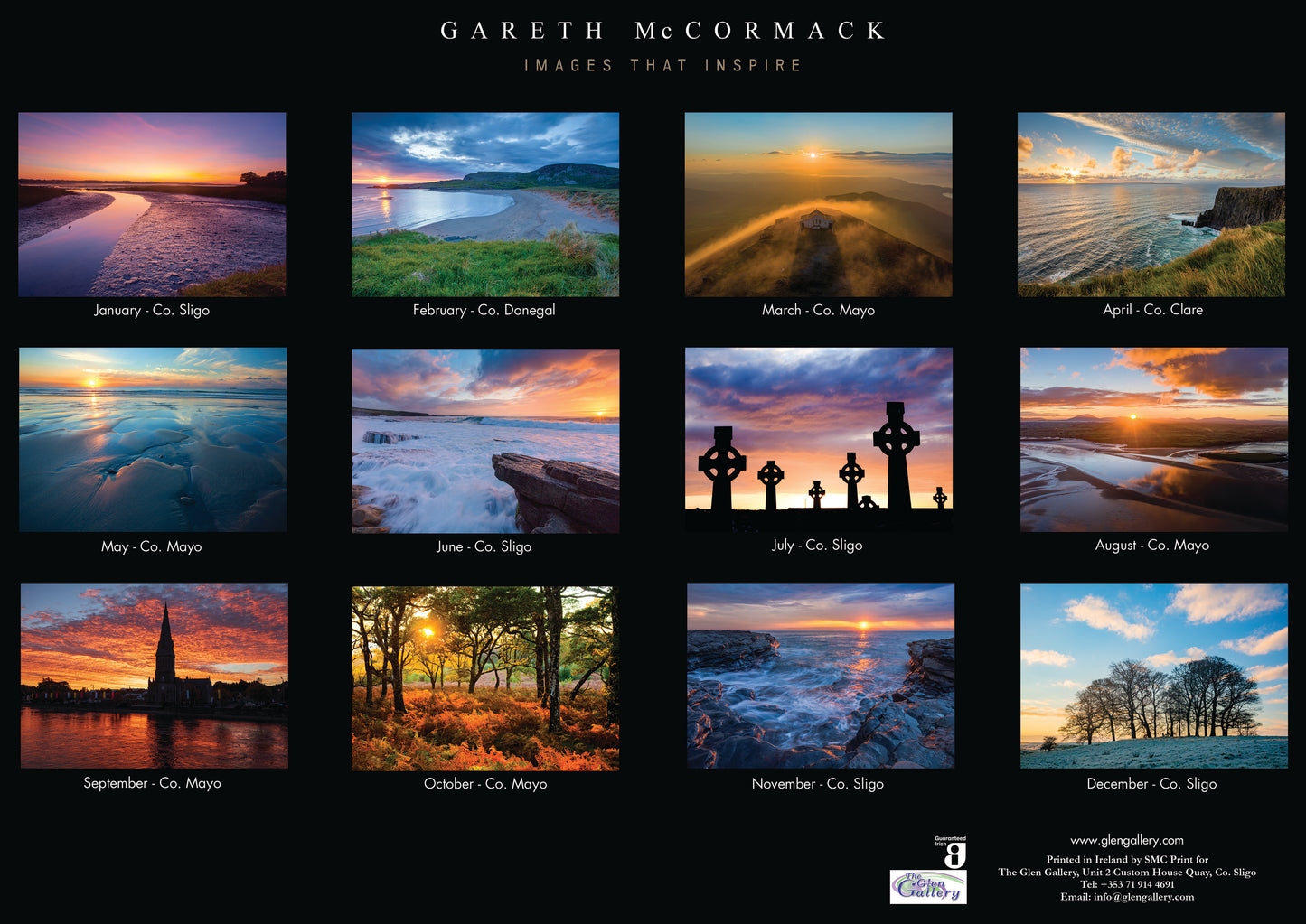 Sunsets in Ireland 2025 Calendar